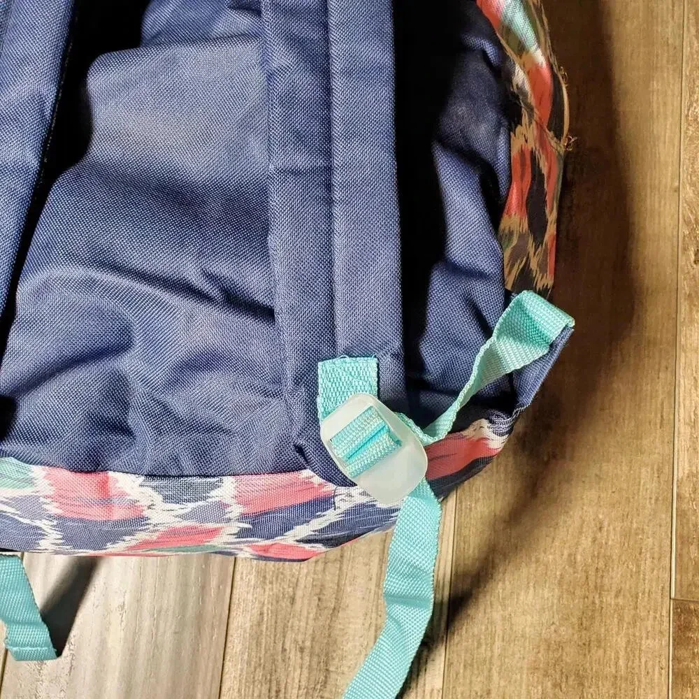 Multicolor Graphic Backpack School Bag with Two Zippers